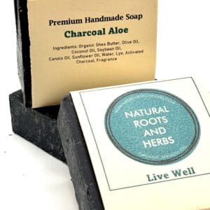 A couple of soap bars sitting on top of each other.