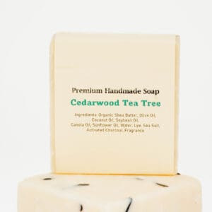 A white soap sitting on top of a counter.