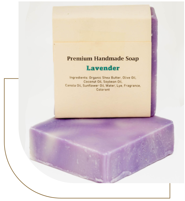 A lavender soap sitting on top of another bar.